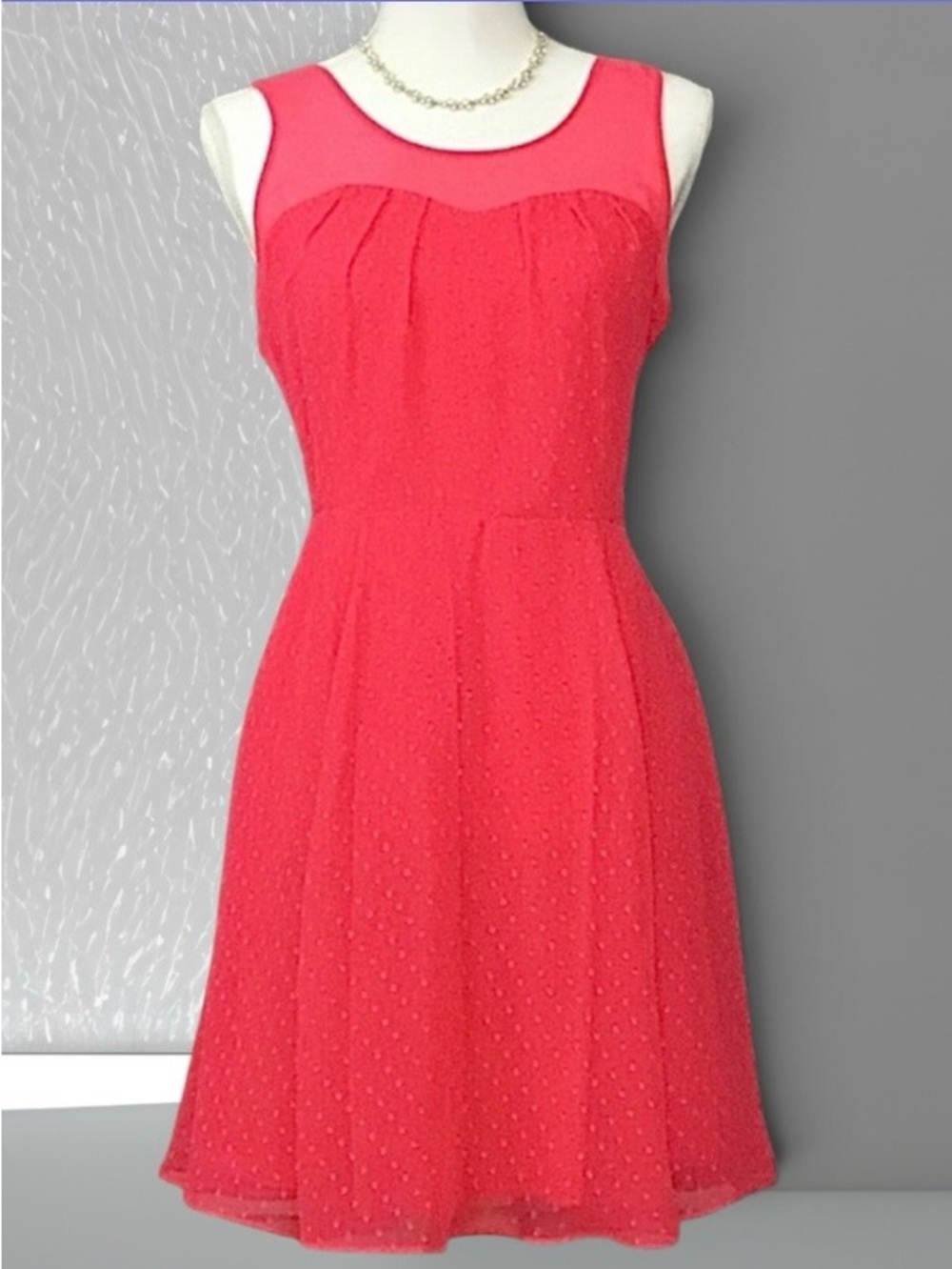 Express Fit and Flare Bright Coral Dress - Picture 1 of 9